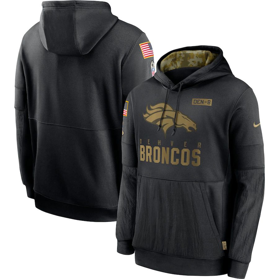 Men Denver Broncos Black Salute To Service Hoodie Nike NFL Jerseys